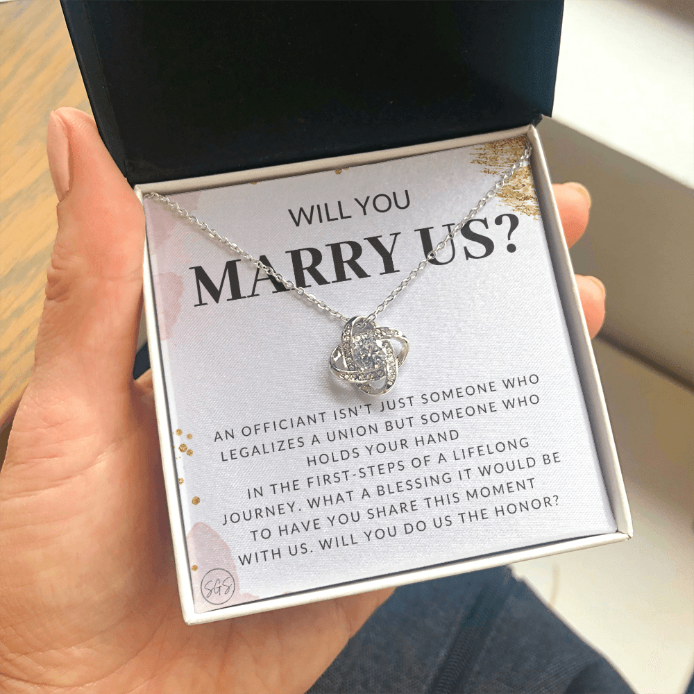 Wedding Officiant Proposal Gift | Will You Marry Us? Will You Be Our Officiant? For Friends, Best Friend Bestie Necklace Bridal Party 0131iK