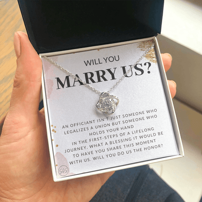 Wedding Officiant Proposal Gift | Will You Marry Us? Will You Be Our Officiant? For Friends, Best Friend Bestie Necklace Bridal Party 0131iK