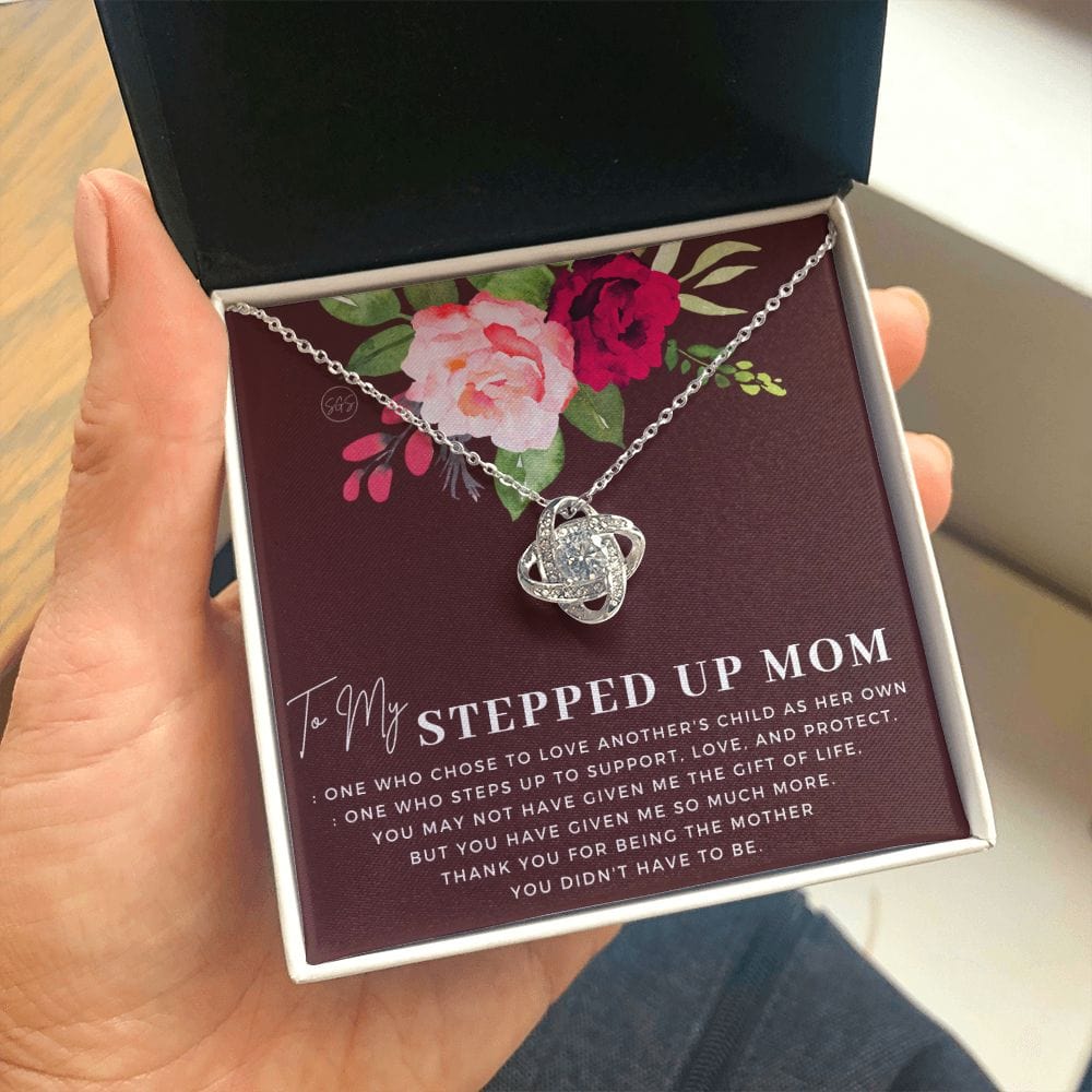 Stepped Up Mom | Christmas Gift for Stepmom, Bonus Mom Necklace, Stepmother, Grandma, Second Mama, From Step Daughter Son, Birthday, Foster