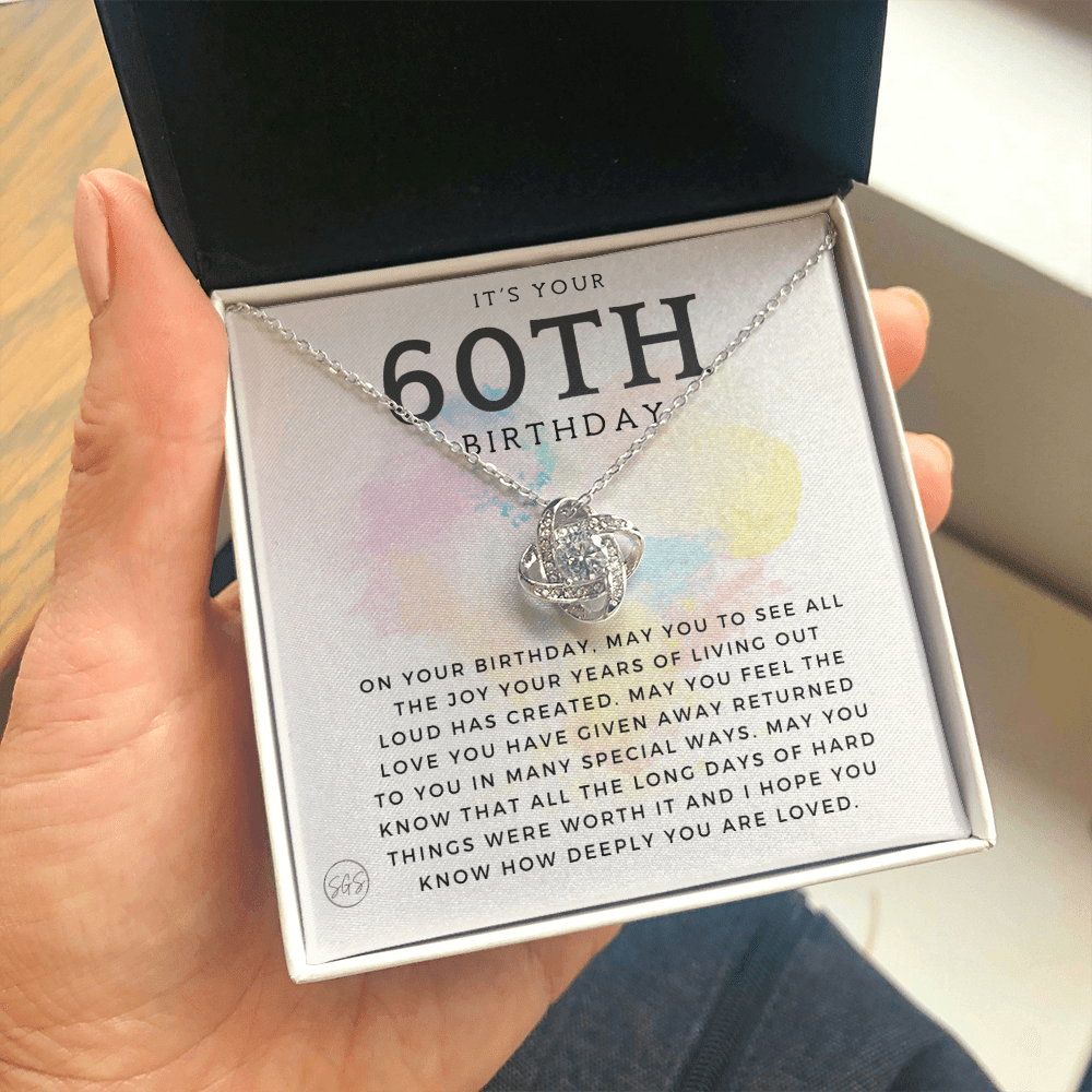 60th Birthday Gift for Women | Bday Present for Mom, Stepmom, Grandma, Friend, Employee, Funny and Heartfelt Card and Necklace 2804k