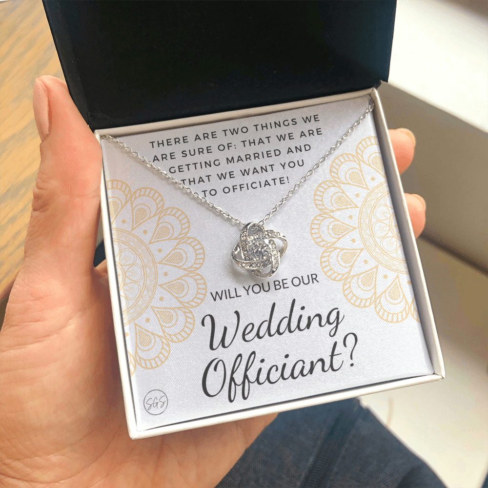 Wedding Officiant Proposal Gift | Will You Marry Us? Will You Be Our Officiant? For Friends, Best Friend Bestie Necklace Bridal Party 0131qK
