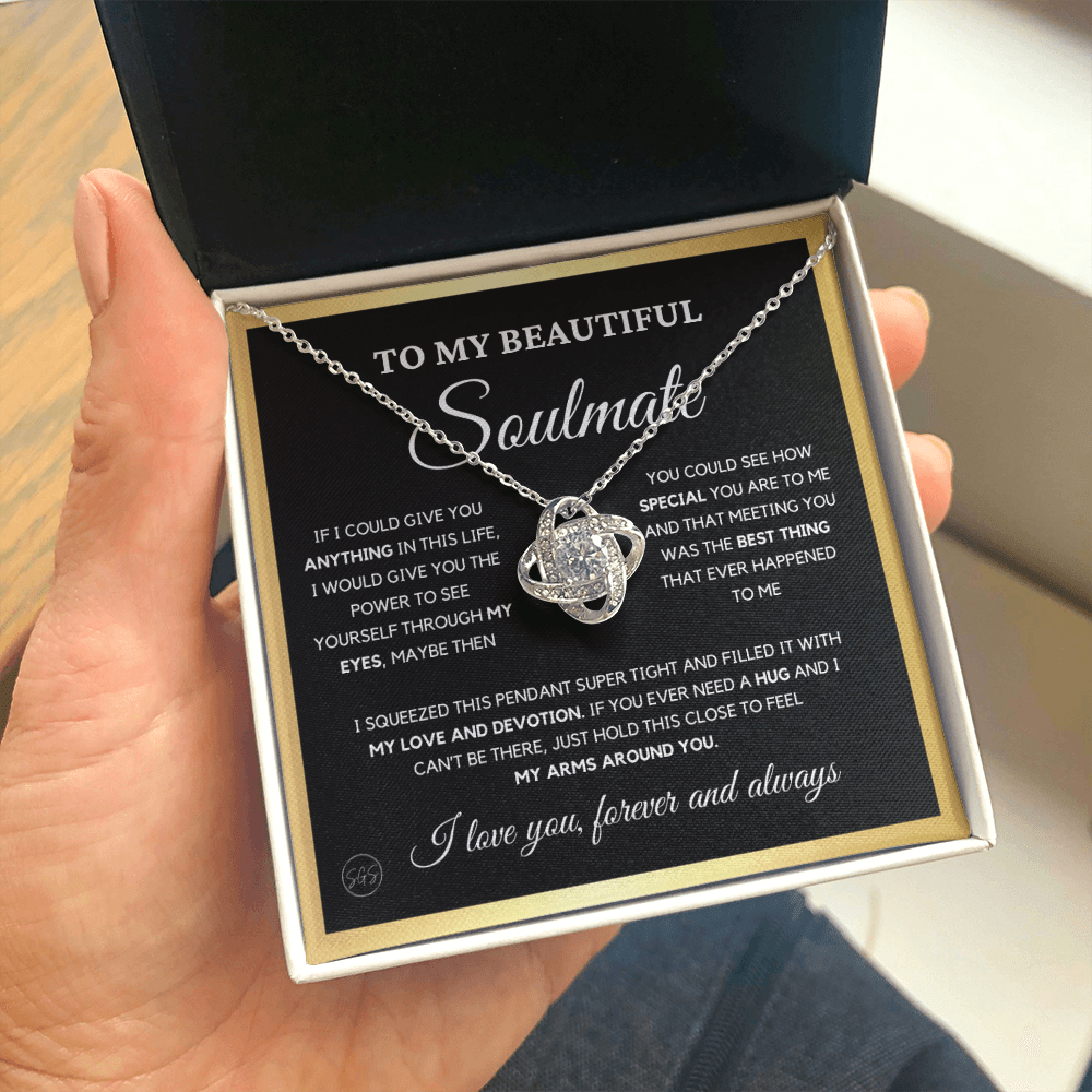 To My Beautiful Soulmate | Love Knot Necklace - Gift for Wife, Gift for Girlfriend, Gift for Fiance, Future Wife, Anniversary for Her 0503cK