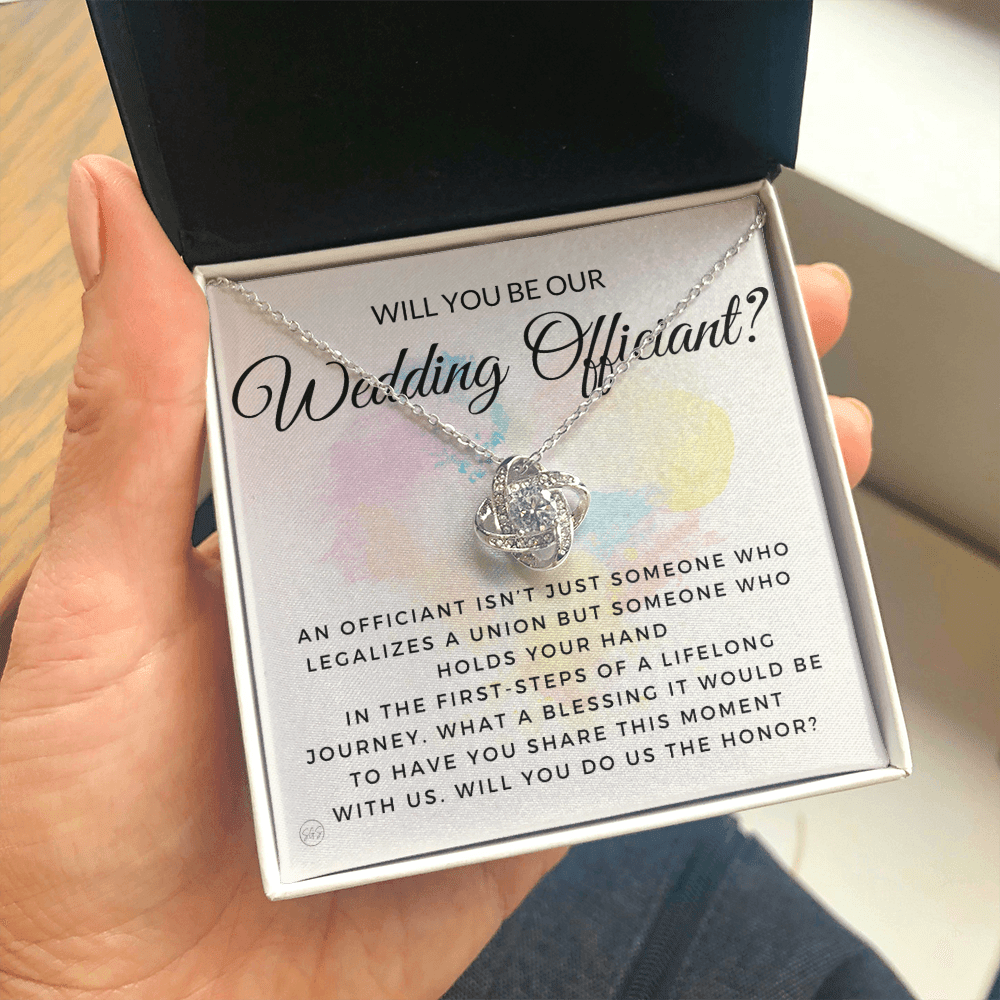 Wedding Officiant Proposal Gift | Will You Marry Us? Will You Be Our Officiant? For Friends, Best Friend Bestie Necklace Bridal Party 0131dK