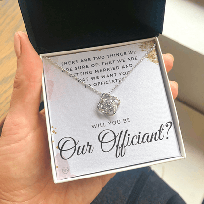 Wedding Officiant Proposal Gift | Will You Marry Us? Will You Be Our Officiant? For Friends, Best Friend Bestie Necklace Bridal Party 0131mK