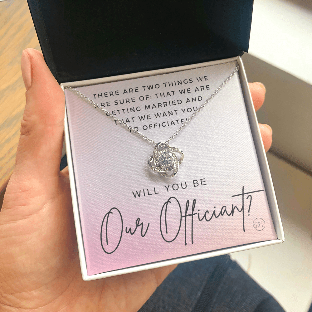 Wedding Officiant Proposal Gift | Will You Marry Us? Will You Be Our Officiant? For Friends, Best Friend Bestie Necklace Bridal Party 0131oK