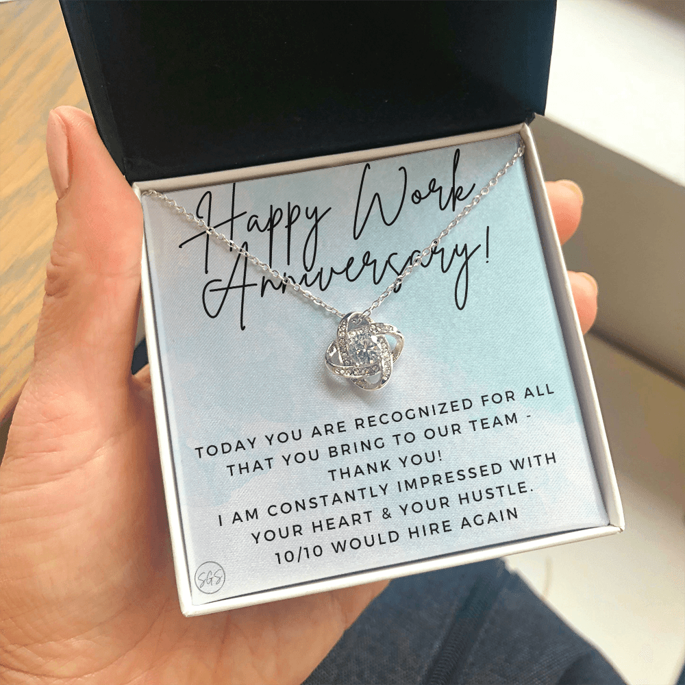 Happy Work Anniversary! Gift From Boss, Hustle, Congrats, Thank You, Christmas, Necklace, Team, Office Present, Employee Appreciation 1029bKA