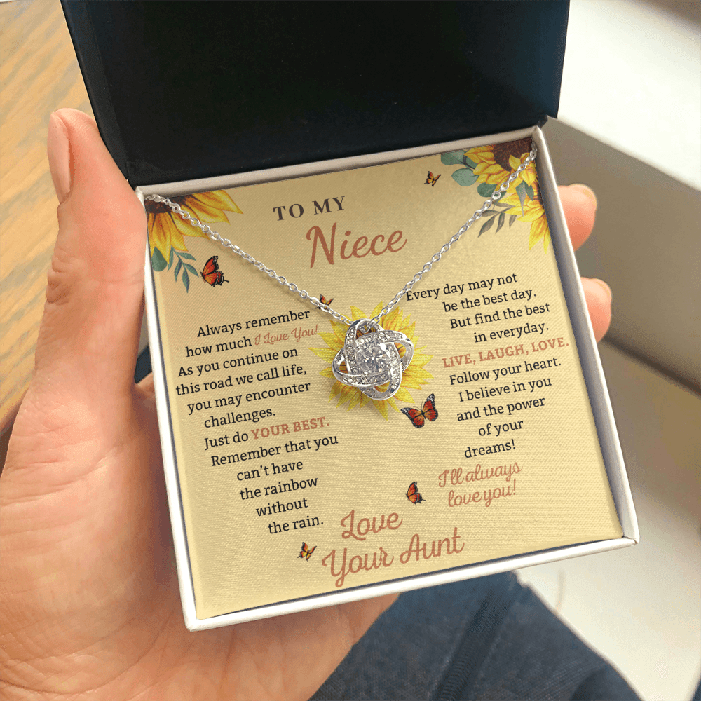 Niece - Storm To Pass - Necklace | Gift for Niece from Aunt, Sunflower Necklace, Birthday Gift for Teen Niece, Graduation Jewelry