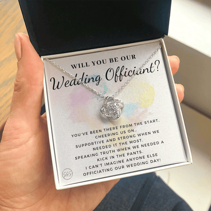 Wedding Officiant Proposal Gift | Will You Marry Us? Will You Be Our Officiant? For Friends, Best Friend Bestie Necklace Bridal Party 0817dK2