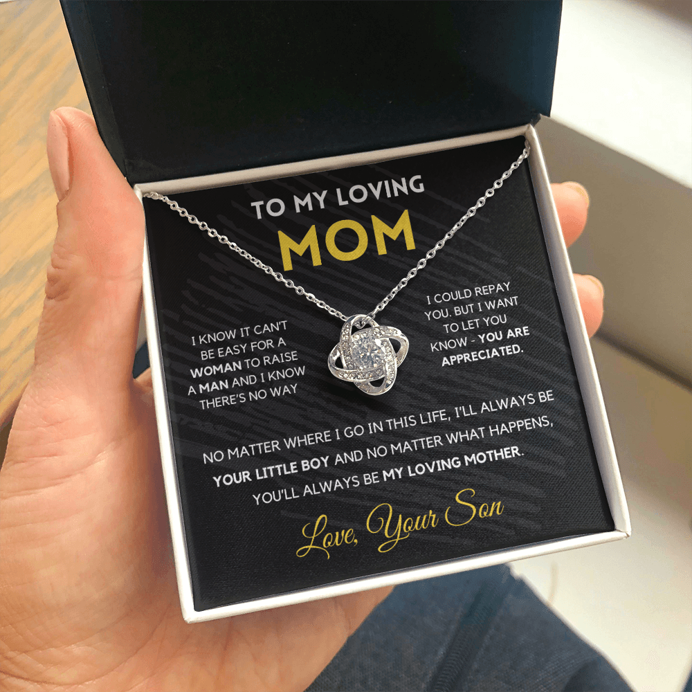 Gift For Mom from Son - I'll Always Be Your Little Boy - Love Knot Necklace | Gift for Mother's Day From Son, Mom Birthday Present M3