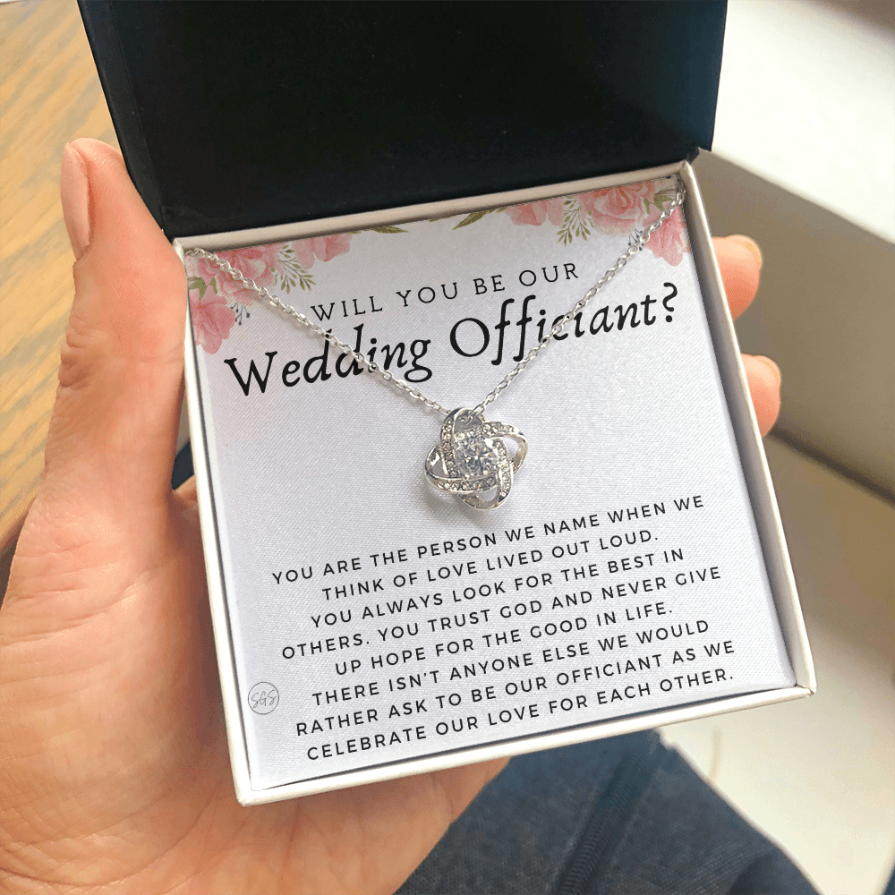 Wedding Officiant Proposal Gift | Will You Marry Us? Will You Be Our Officiant? For Friends, Best Friend Bestie Necklace Bridal Party 0817fK2