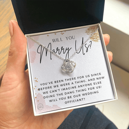 Wedding Officiant Proposal Gift | Will You Marry Us? Will You Be Our Officiant? For Friends, Best Friend Bestie Necklace Bridal Party 0817gK2