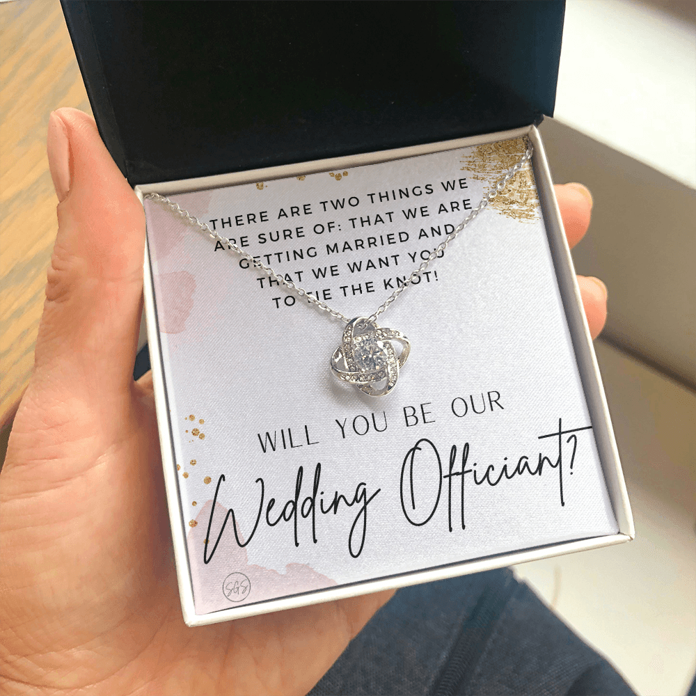 Wedding Officiant Proposal Gift | Will You Marry Us? Will You Be Our Officiant? For Friends, Best Friend Bestie Necklace Bridal Party 0817heartscK