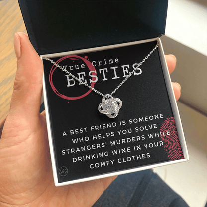 True Crime Best Friend Gift | Christmas Gift for Bestie, Funny Best Friend Necklace, True Crime & Wine, Podcast Junkie, Coffee Lover 1118-02K