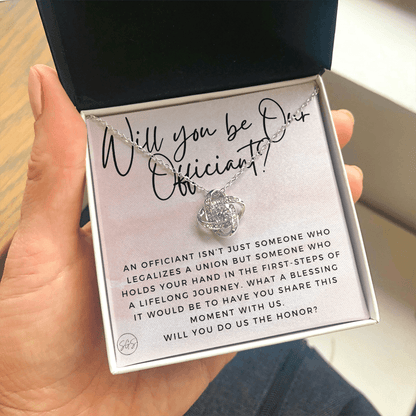 Wedding Officiant Proposal Gift | Will You Marry Us? Will You Be Our Officiant? For Friends, Best Friend Bestie Necklace Bridal Party 0817bK2