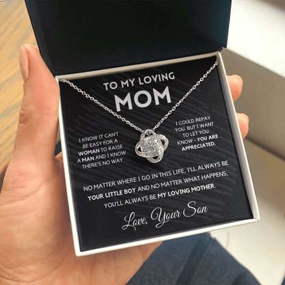 Gift For Mom from Son - I'll Always Be Your Little Boy - Love Knot Necklace | Gift for Mother's Day From Son, Mom Birthday Present M2