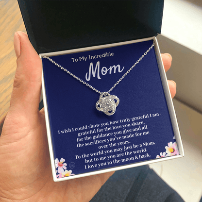 Gift for Mom | Mother's Day Gift, To My Loving Mom From Daughter, From Son, Love You to the Moon and Back, Love Knot Necklace 0422cK