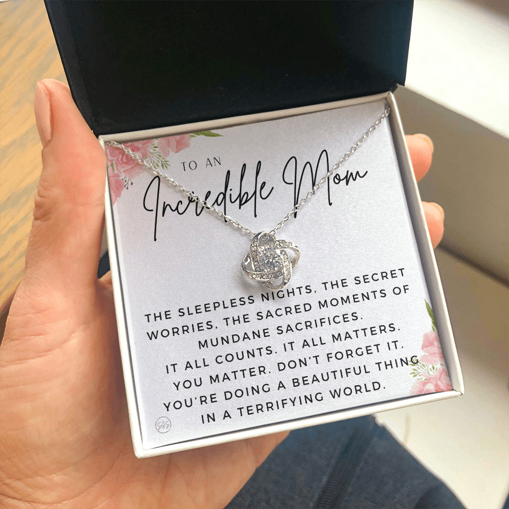 Gift for Mom | For An Incredible Mom, Mother's Day Necklace, From Daughter, Gift for New Mom, Pregnant Sister Gift, Christmas Gift  1112aadKA