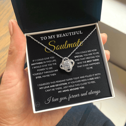 To My Beautiful Soulmate | Love Knot Necklace - Gift for Wife, Gift for Girlfriend, Gift for Fiance, Future Wife, Anniversary for Her 0503dK