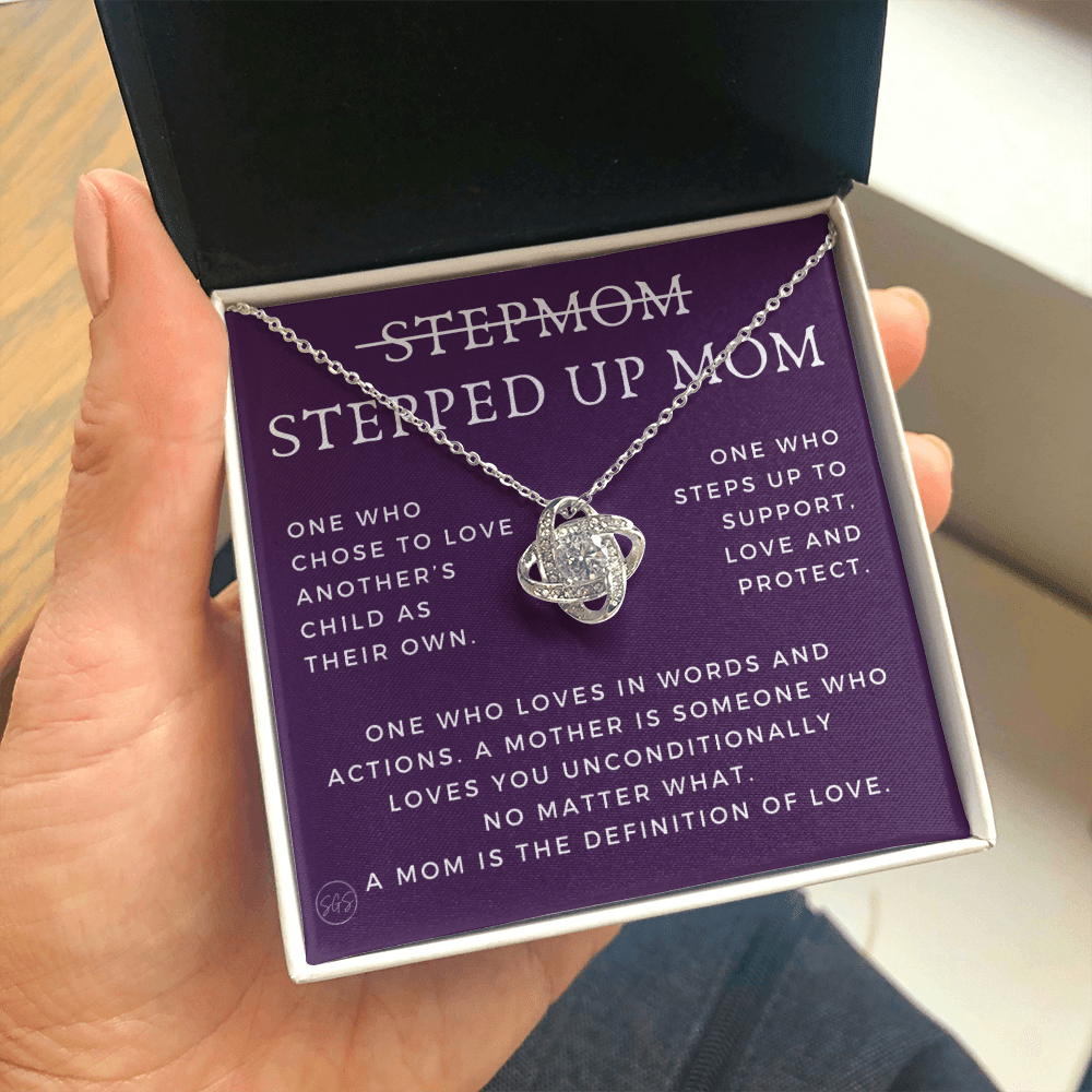 Stepped Up Mom | Gift for Stepmom, Bonus Mom, Stepmother, Grandma, Second Mama, From Step Daughter Son, Mother's Day, Birthday, Foster 125bK