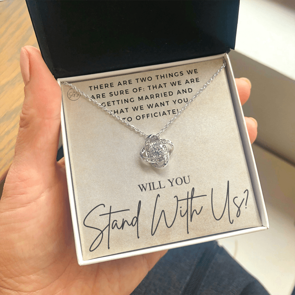 Wedding Officiant Proposal Gift | Will You Marry Us? Will You Be Our Officiant? For Friends, Best Friend Bestie Necklace Bridal Party 0131uK