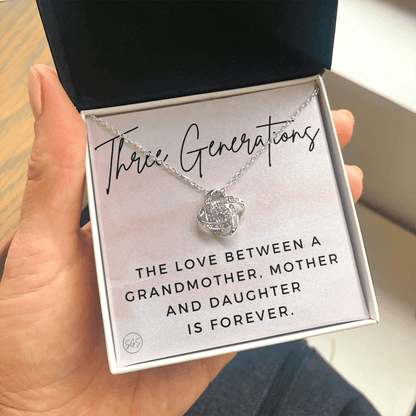 Three Generations Necklace | Grandmother, Mother and Daughter Bond, Mother's Day Gift For Grandma or Mom, Matching Love Knot 3a