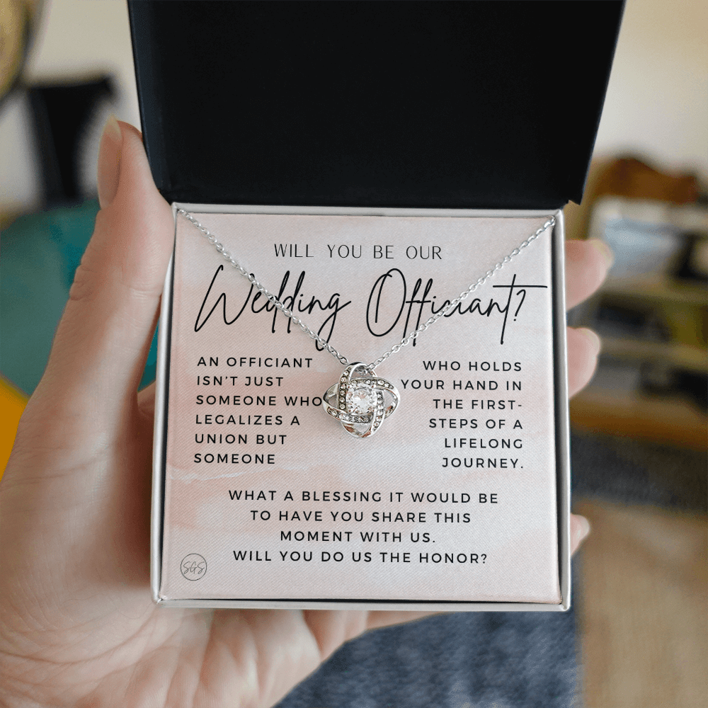 Wedding Officiant Proposal Gift | Will You Marry Us? Will You Be Our Officiant? For Friends, Best Friend Bestie Necklace Bridal Party 0131eK