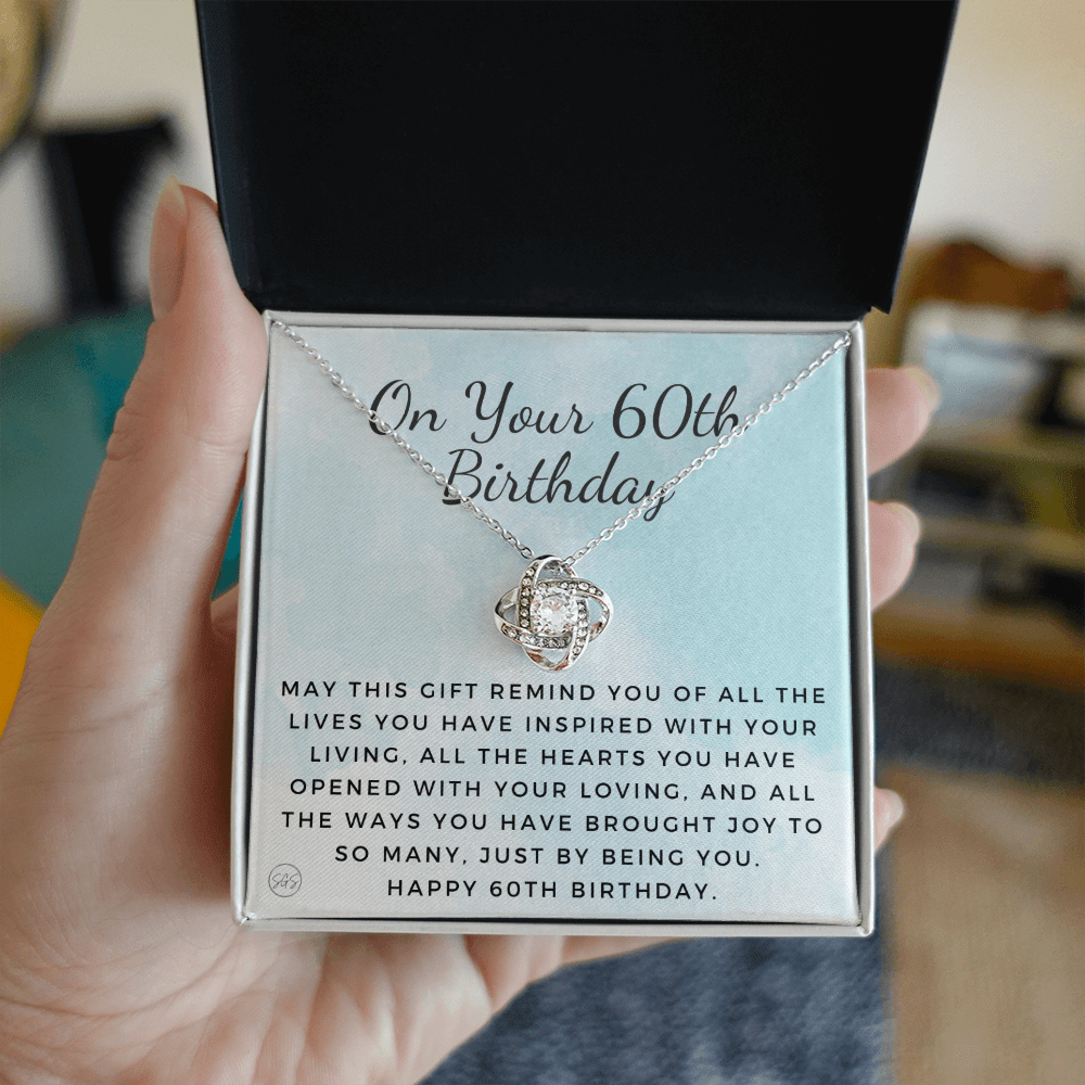 60th Birthday Gift for Women | Bday Present for Mom, Stepmom, Grandma, Friend, Employee, Funny and Heartfelt Card and Necklace 2803k