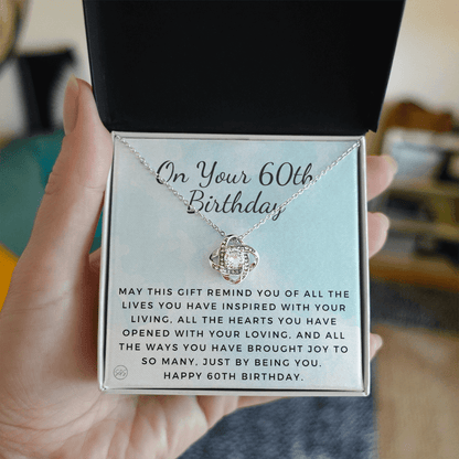 60th Birthday Gift for Women | Bday Present for Mom, Stepmom, Grandma, Friend, Employee, Funny and Heartfelt Card and Necklace 2803k