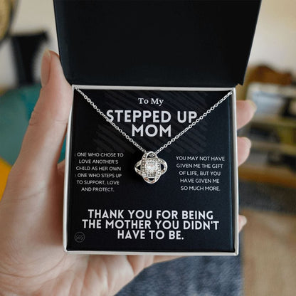 Stepped Up Mom - Christmas Gift for Stepmom, Bonus Mom Necklace