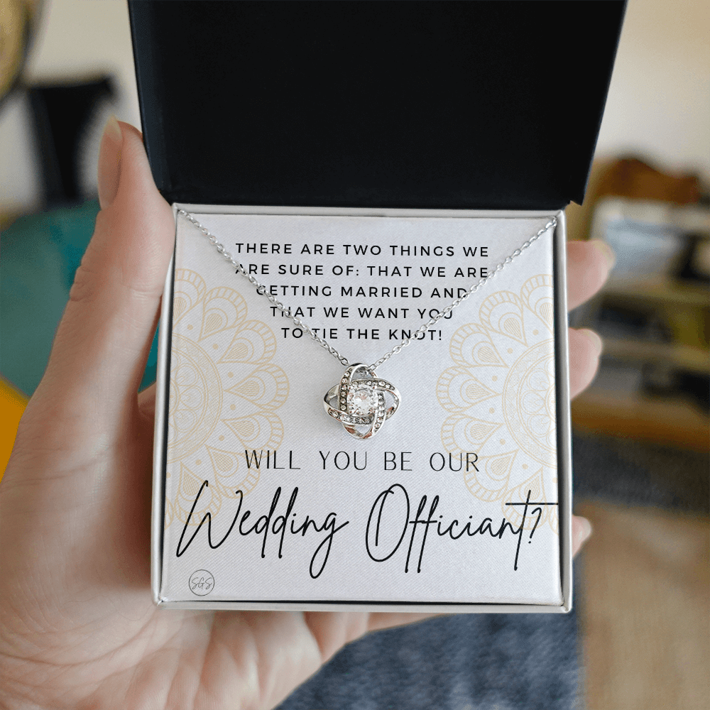 Wedding Officiant Proposal Gift | Will You Marry Us? Will You Be Our Officiant? For Friends, Best Friend Bestie Necklace Bridal Party 0817heartsK
