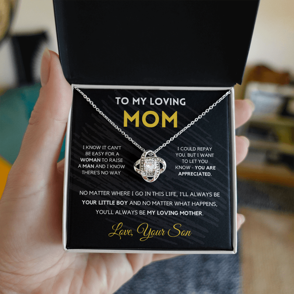 Gift For Mom from Son - I'll Always Be Your Little Boy - Love Knot Necklace | Gift for Mother's Day From Son, Mom Birthday Present M3