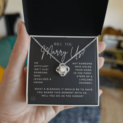 Wedding Officiant Proposal Gift | Will You Marry Us? Will You Be Our Officiant? For Friends, Best Friend Bestie Necklace Bridal Party 0131hK