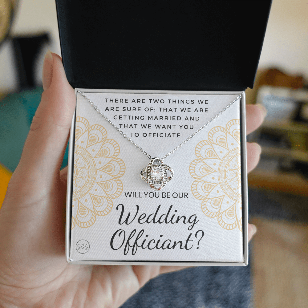 Wedding Officiant Proposal Gift | Will You Marry Us? Will You Be Our Officiant? For Friends, Best Friend Bestie Necklace Bridal Party 0131qK