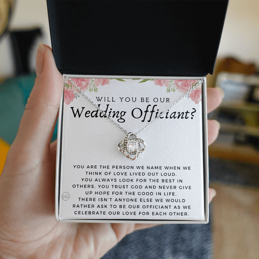 Wedding Officiant Proposal Gift | Will You Marry Us? Will You Be Our Officiant? For Friends, Best Friend Bestie Necklace Bridal Party 0817fK2