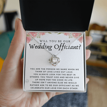 Wedding Officiant Proposal Gift | Will You Marry Us? Will You Be Our Officiant? For Friends, Best Friend Bestie Necklace Bridal Party 0817fK2