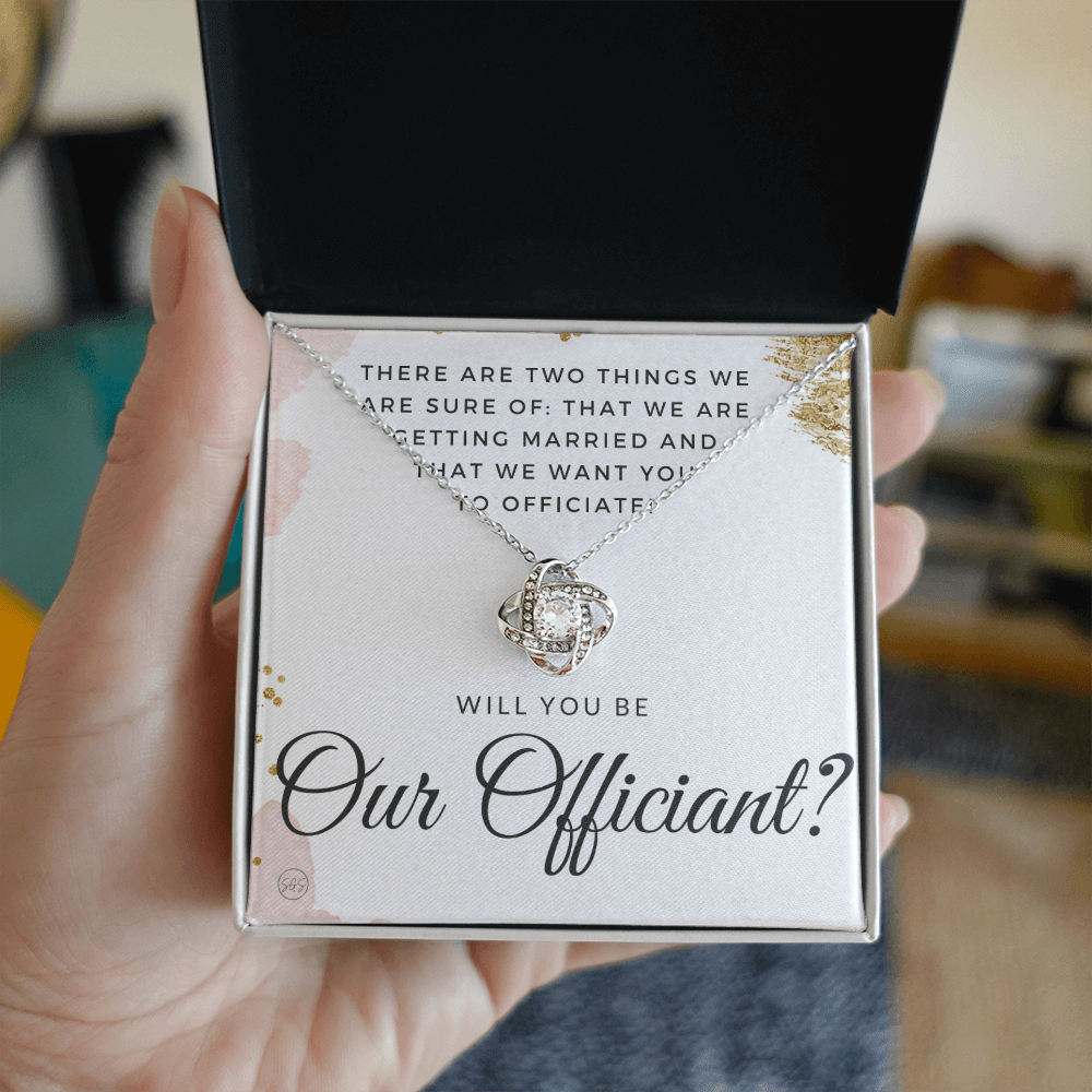 Wedding Officiant Proposal Gift | Will You Marry Us? Will You Be Our Officiant? For Friends, Best Friend Bestie Necklace Bridal Party 0131mK