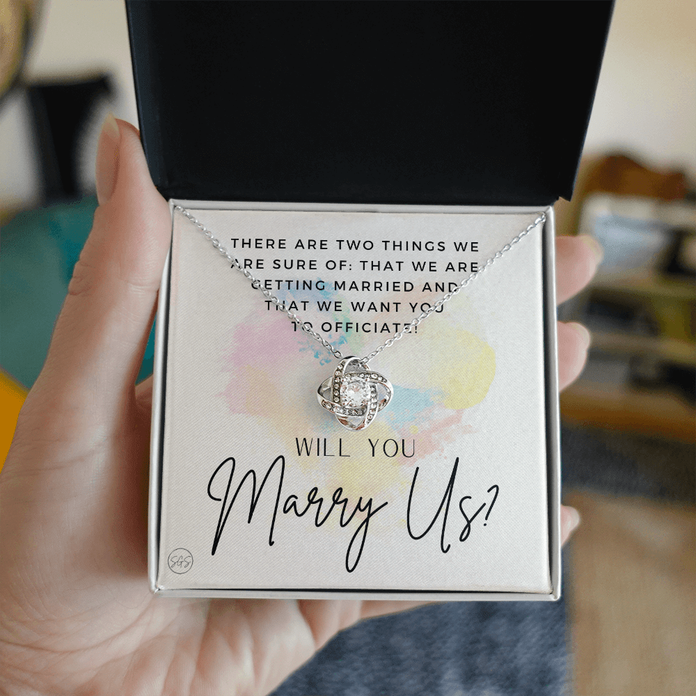Wedding Officiant Proposal Gift | Will You Marry Us? Will You Be Our Officiant? For Friends, Best Friend Bestie Necklace Bridal Party  0817heartsK