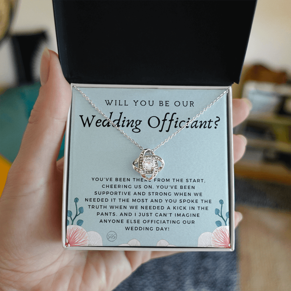 Wedding Officiant Proposal Gift | Will You Marry Us? Will You Be Our Officiant? For Friends, Best Friend Bestie Necklace Bridal Party 0817eK2