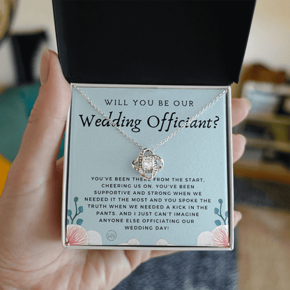 Wedding Officiant Proposal Gift | Will You Marry Us? Will You Be Our Officiant? For Friends, Best Friend Bestie Necklace Bridal Party 0817eK2