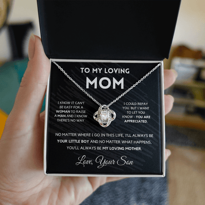 Gift For Mom from Son - I'll Always Be Your Little Boy - Love Knot Necklace | Gift for Mother's Day From Son, Mom Birthday Present M2