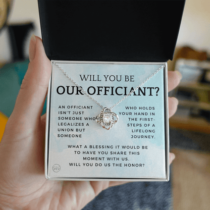 Wedding Officiant Proposal Gift | Will You Marry Us? Will You Be Our Officiant? For Friends, Best Friend Bestie Necklace Bridal Party 0131cK