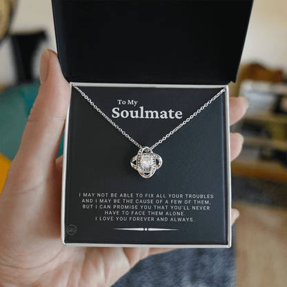 FOREVER AND ALWAYS SILVER LOVE KNOT NECKLACE - Gift for Soulmate, Romantic Gift for Wife, Gift for Girlfriend, 10 Year Anniversary for Her