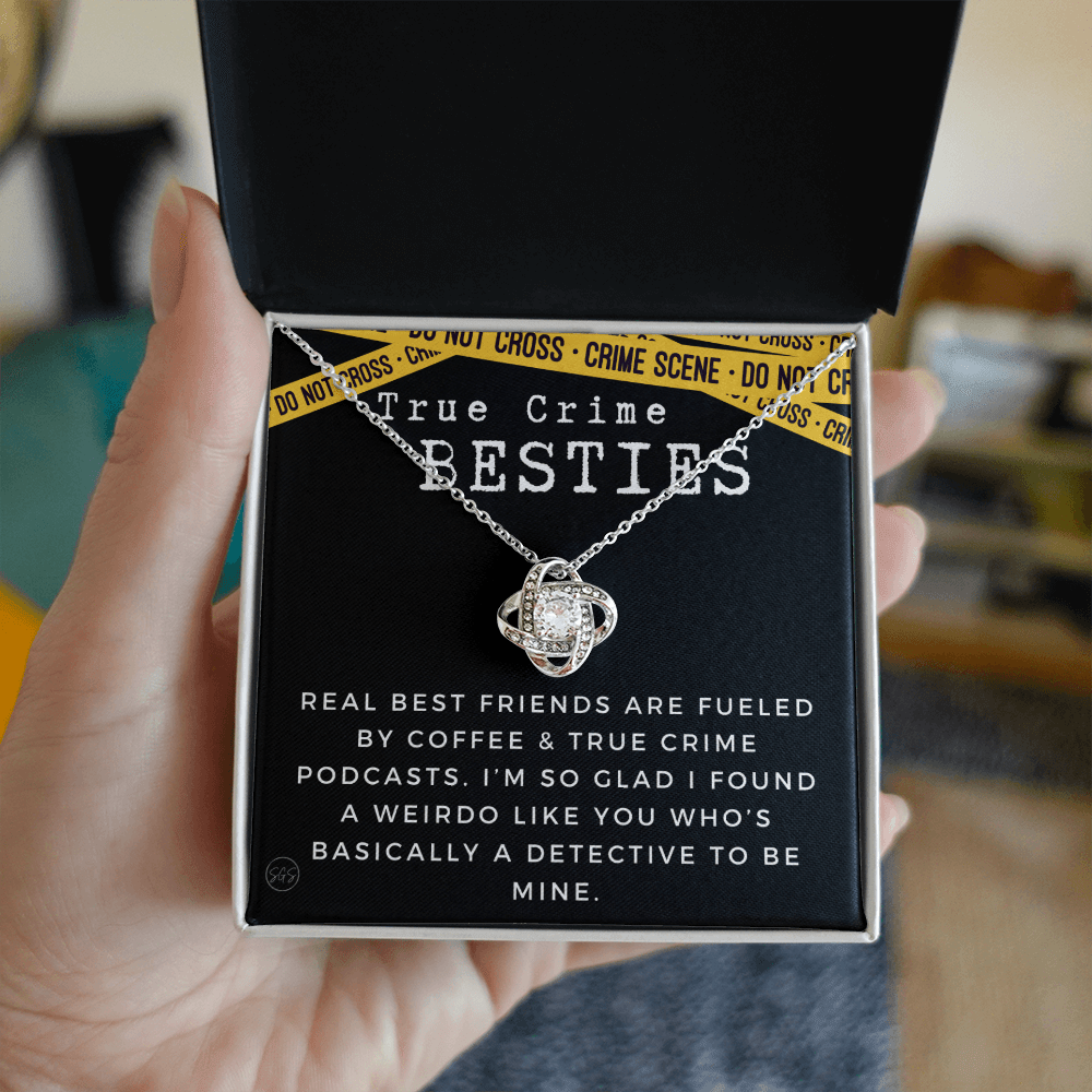 True Crime Best Friend Gift | Christmas Gift for Bestie, Funny Best Friend Necklace, True Crime & Wine, Podcast Junkie, Coffee Lover 1118-07K