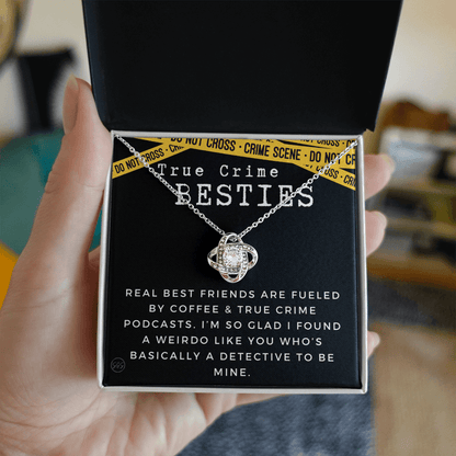 True Crime Best Friend Gift | Christmas Gift for Bestie, Funny Best Friend Necklace, True Crime & Wine, Podcast Junkie, Coffee Lover 1118-07K