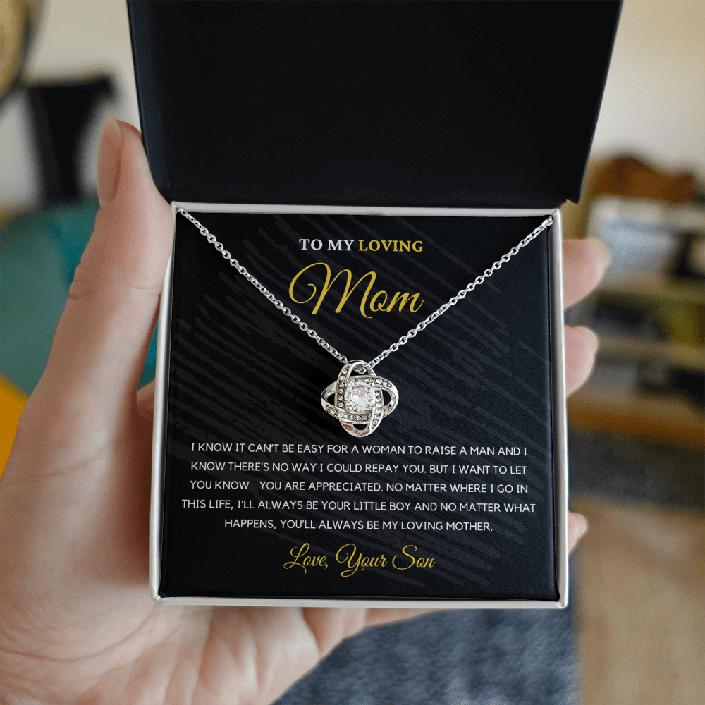 Gift For Mom from Son - I'll Always Be Your Little Boy - Love Knot Necklace | Gift for Mother's Day From Son, Mom Birthday Present M1