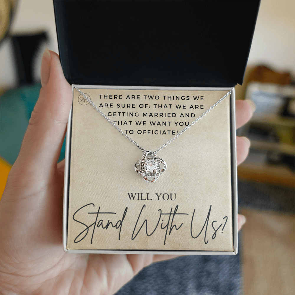 Wedding Officiant Proposal Gift | Will You Marry Us? Will You Be Our Officiant? For Friends, Best Friend Bestie Necklace Bridal Party 0131uK