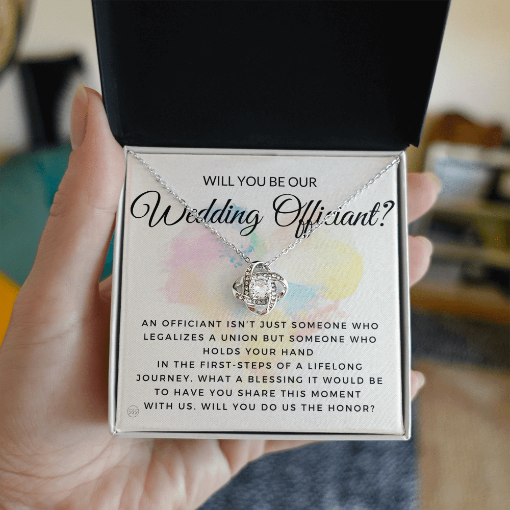 Wedding Officiant Proposal Gift | Will You Marry Us? Will You Be Our Officiant? For Friends, Best Friend Bestie Necklace Bridal Party 0131dK