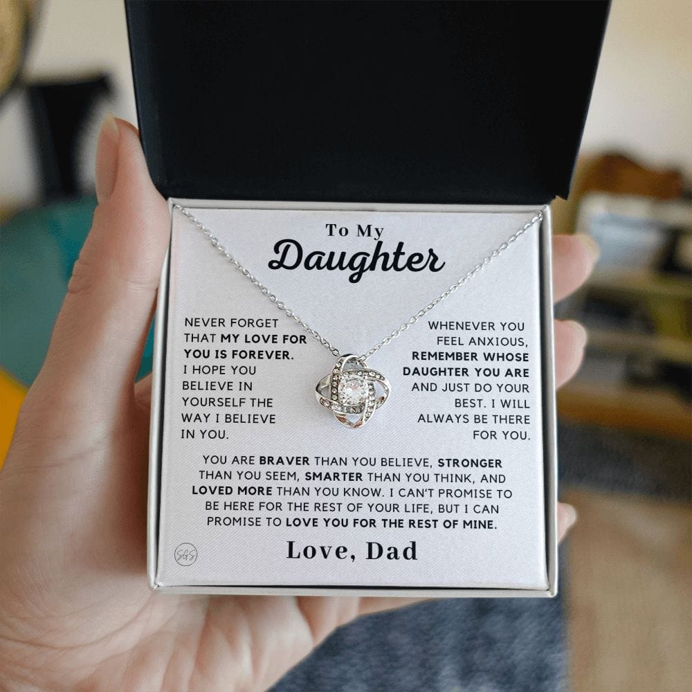 Daughter - Believe In Yourself - Love Knot Necklace | Gift to Daughter from Dad, Daughter Necklace, Christmas Gift, Birthday Gift for Her