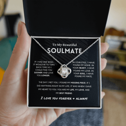Soulmate - Missing Piece - Love Knot | Romantic Gift for Wife, Fiancé, Girlfriend - Anniversary Gift, Valentine's Day Present
