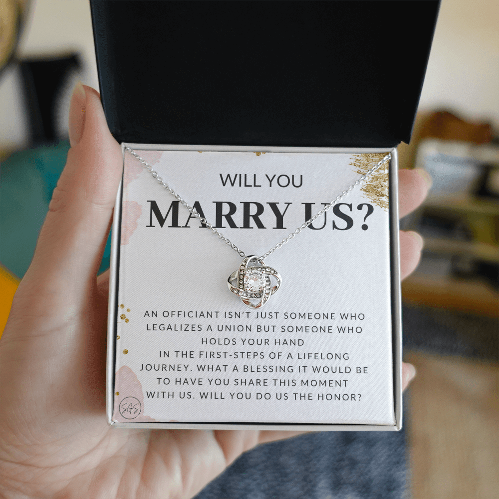 Wedding Officiant Proposal Gift | Will You Marry Us? Will You Be Our Officiant? For Friends, Best Friend Bestie Necklace Bridal Party 0131iK